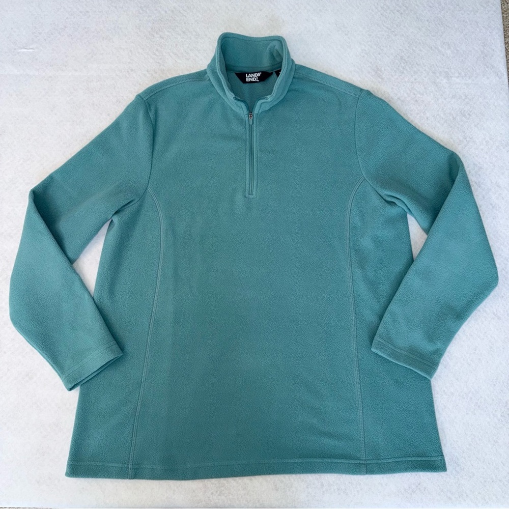 Lands' End Teal Fleece‎ Quarter Zip Pullover - Women's XL (18)